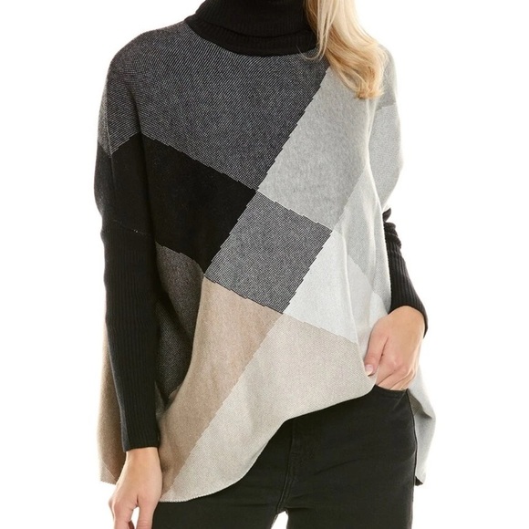 Joseph A Black and Gray Cowl Neck Sweater with Modern Design - Picture 1 of 8